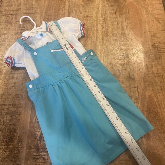 Lacoste Izod Vintage Girls Blue Skirt With Straps Size 4 Polo Shirt Alligator - Picture 7 of 13